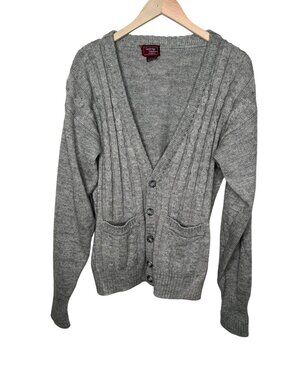 Cambridge Classics mens Cable Knit Cardigan Sweater Gray Normcore